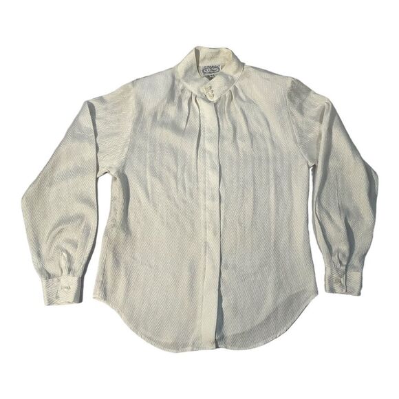 The Villager Women’s  Vintage Size 6 Long Sleeve white Clip Dot Blouse Top - Picture 7 of 13